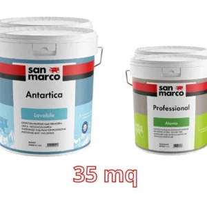 San Marco - Kit pittura lavabile bianca per mq 35 (2 pz Antartica lt.4 + 2 pz Atomo lt.1)