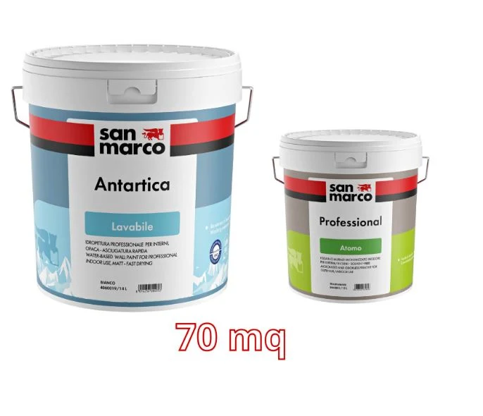 San Marco - Kit pittura lavabile bianca per mq 70 (Antartica lt.14 + Atomo lt.5)