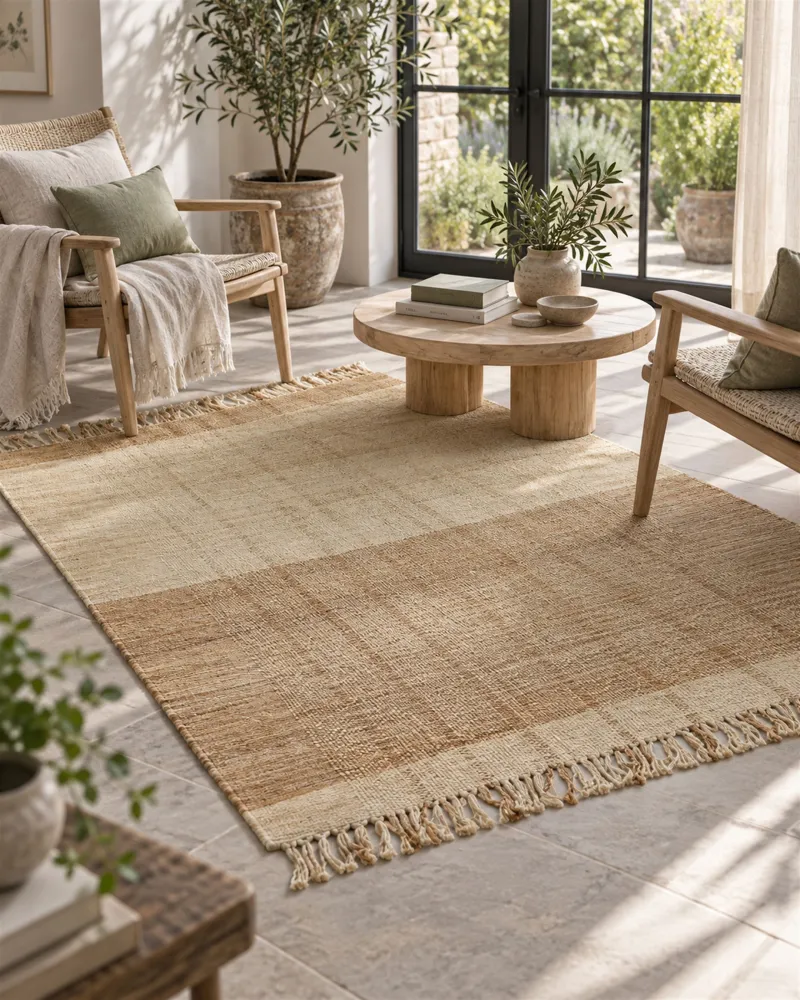 Tappeto iuta beige limpido e marrone 160 x 230 cm KARKIN