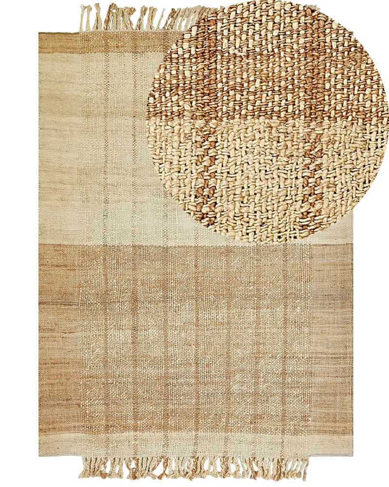 Tappeto iuta beige limpido e marrone 160 x 230 cm KARKIN