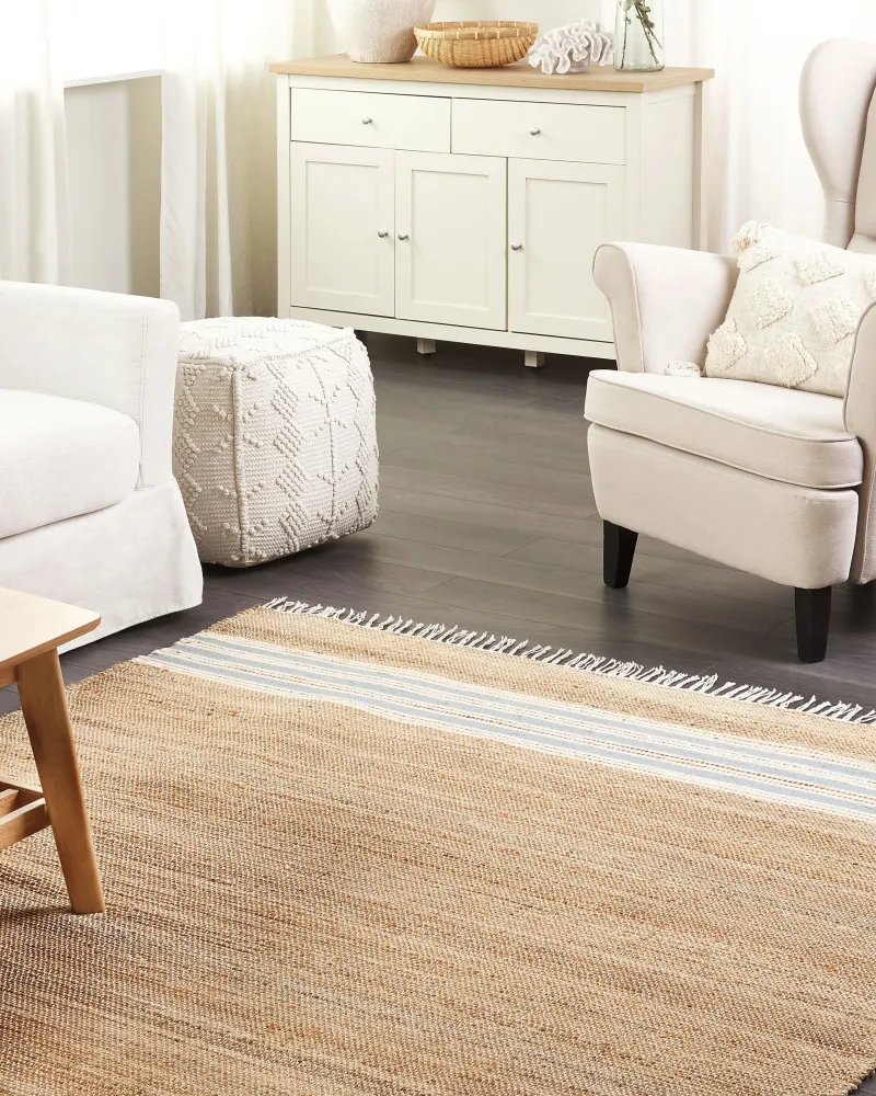 Tappeto iuta nocciola e azzurro 160 x 230 cm MIRZA - Confezione Completa