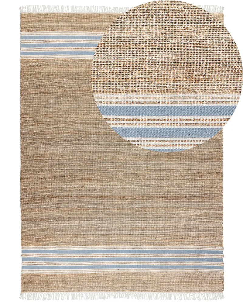 Tappeto iuta nocciola e azzurro 160 x 230 cm MIRZA - Confezione Completa