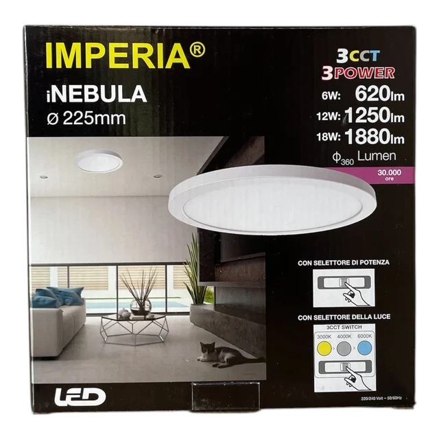 Plafoniera led Imperia iNEBULA 2IN1 D.225 3CCT 3POWER 6W/12W/18W 3000/4000/6000K 214275