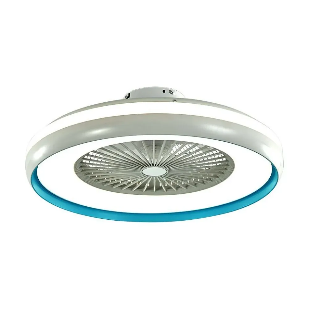 Ventilatore LED da Soffitto Scatola con Motore Corrente Alternata da 45W 3000lm e Telecomando CCT 3in1 grigioe blu 217934...