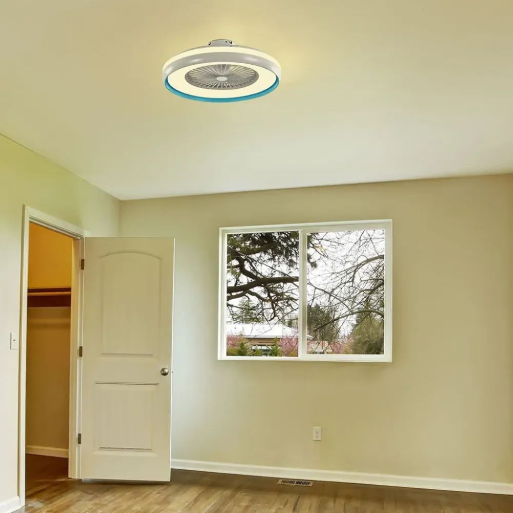 Ventilatore LED da Soffitto Scatola con Motore Corrente Alternata da 45W 3000lm e Telecomando CCT 3in1 grigioe blu 217934...