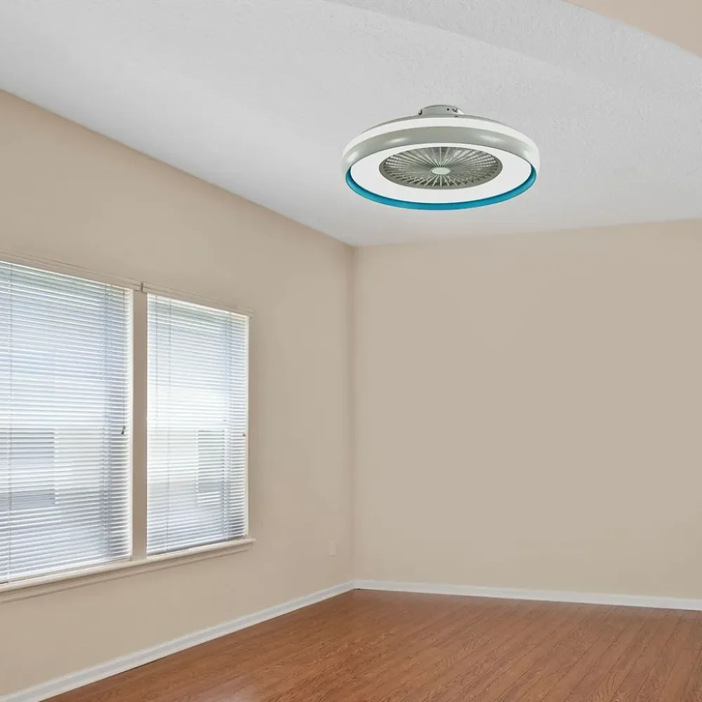 Ventilatore LED da Soffitto Scatola con Motore Corrente Alternata da 45W 3000lm e Telecomando CCT 3in1 grigioe blu 217934...
