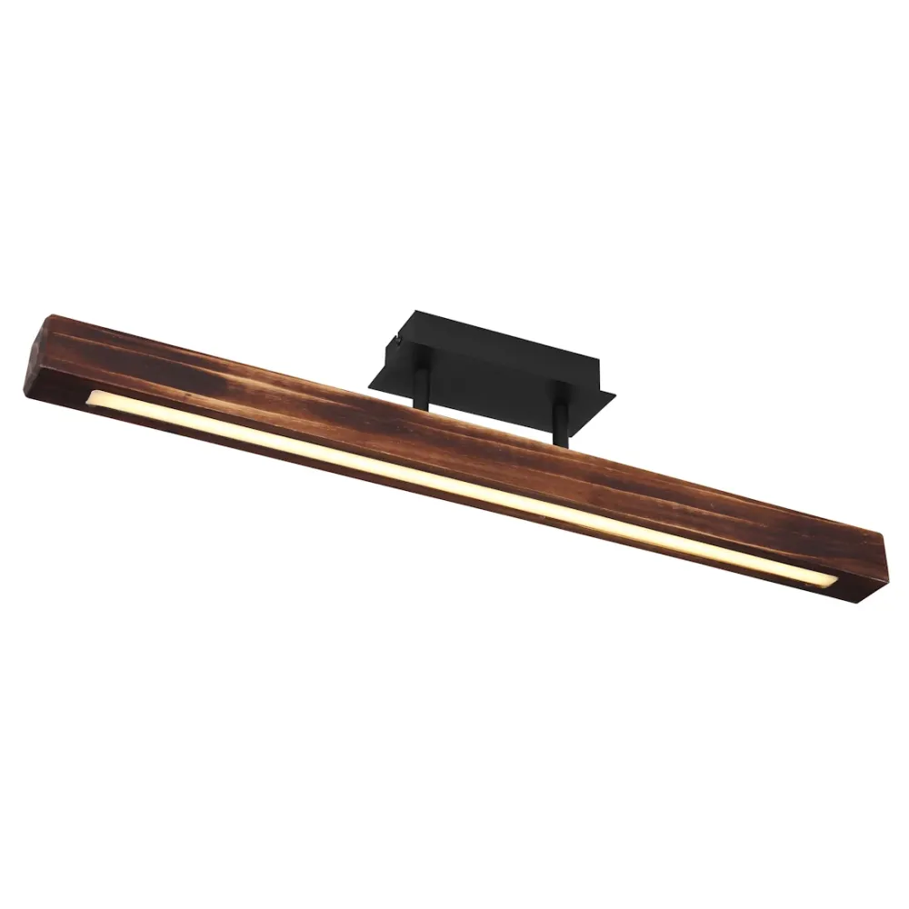 Tibeon - Plafoniera LED 20W, luce calda 3000K, Legno e Metallo Nero