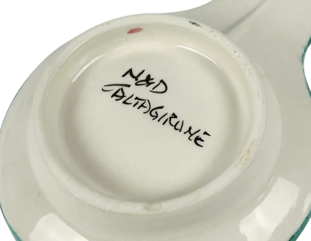 Poggiamestolo Ceramica Siciliana di Caltagirone Decorato Mano Artigianalmente Rombo Rosso