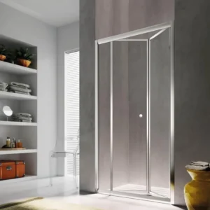 Glass - Porta soffietto nicchia Isy ij cm. 90 profilo cromato, cristallo trasparente