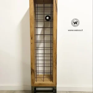 Portabottiglie di design da terra “Iron-Wood” legno massello di rovere su base ferro corten