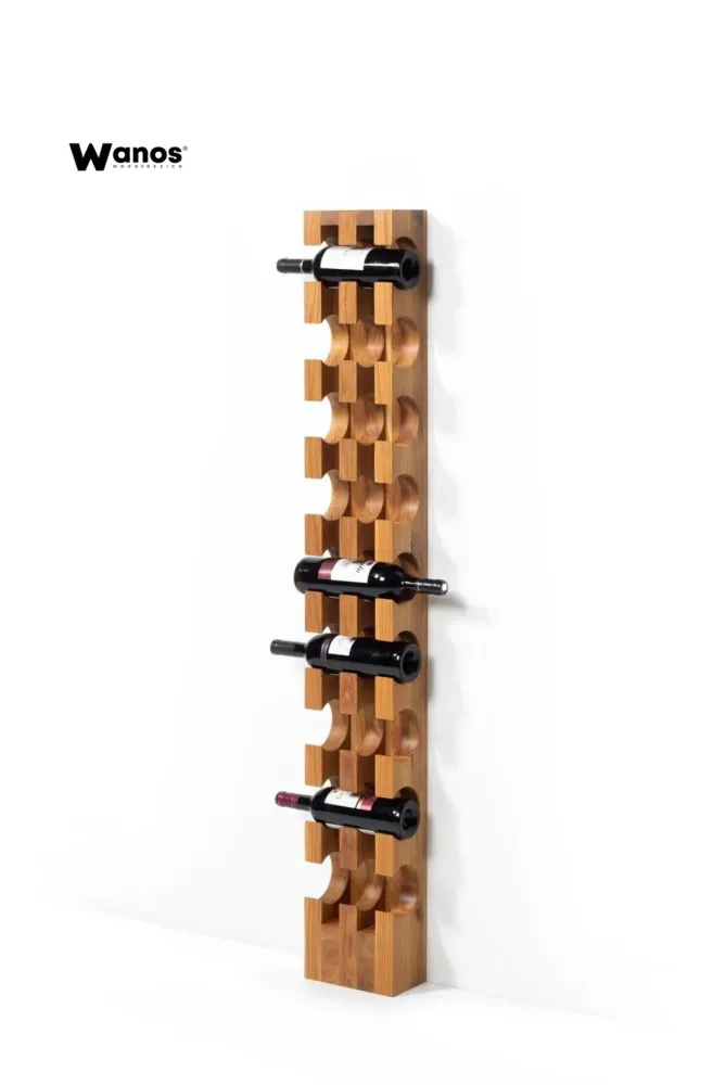 Portabottiglie di design da terra o parete realizzato legno massello di rovere naturale