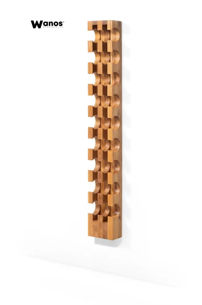Portabottiglie di design da terra o parete realizzato legno massello di rovere naturale