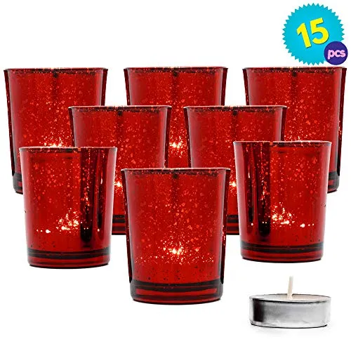 TWIDDLERS 15PCS Titolari Tealight Rossa Votivo | Porta Candele Speckled...