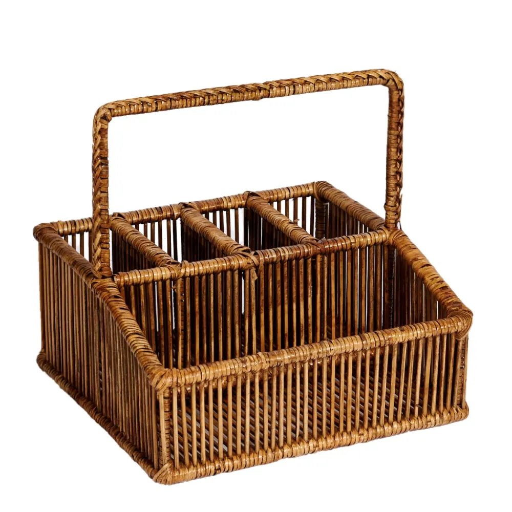Porta Tovaglioli e Posate Rain rattan naturale, dim. 21x21x21 cm