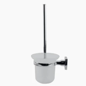 Acciaio portascopino con bicchiere vetro opaco + sistema fissaggio flex