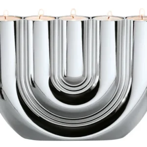 Portacandela PHILIPPI Doppia U metallo 22x4x15 cm argento