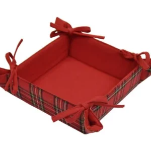 DAUNEX Portapane Tartan cestino 20x20 Rosso
