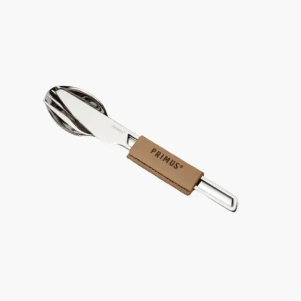 Kit di posate da campeggio Primus Campfire acciaio inox con fascetta pelle