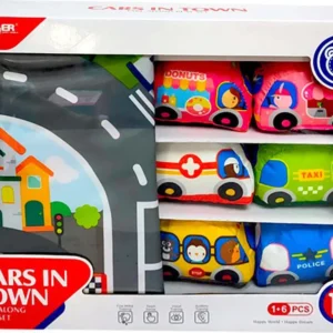 Tappeto Pista Auto con 6 Veicoli Tessuto Kidz Corner