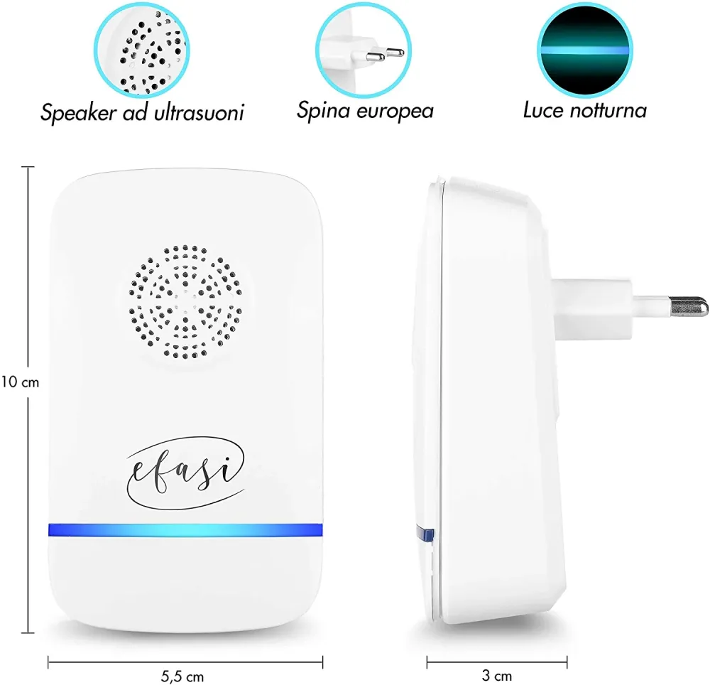 Repellente Ultrasuoni, Ultrasuoni per Topi Professionale 2022, Antizanzare Ultrasuoni, Efficace Contro Insetti, Zanzare, F...