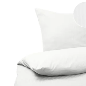 Cotton Sateen Duvet Cover Set Listato Pattern 200 x 220 cm White AVONDALE