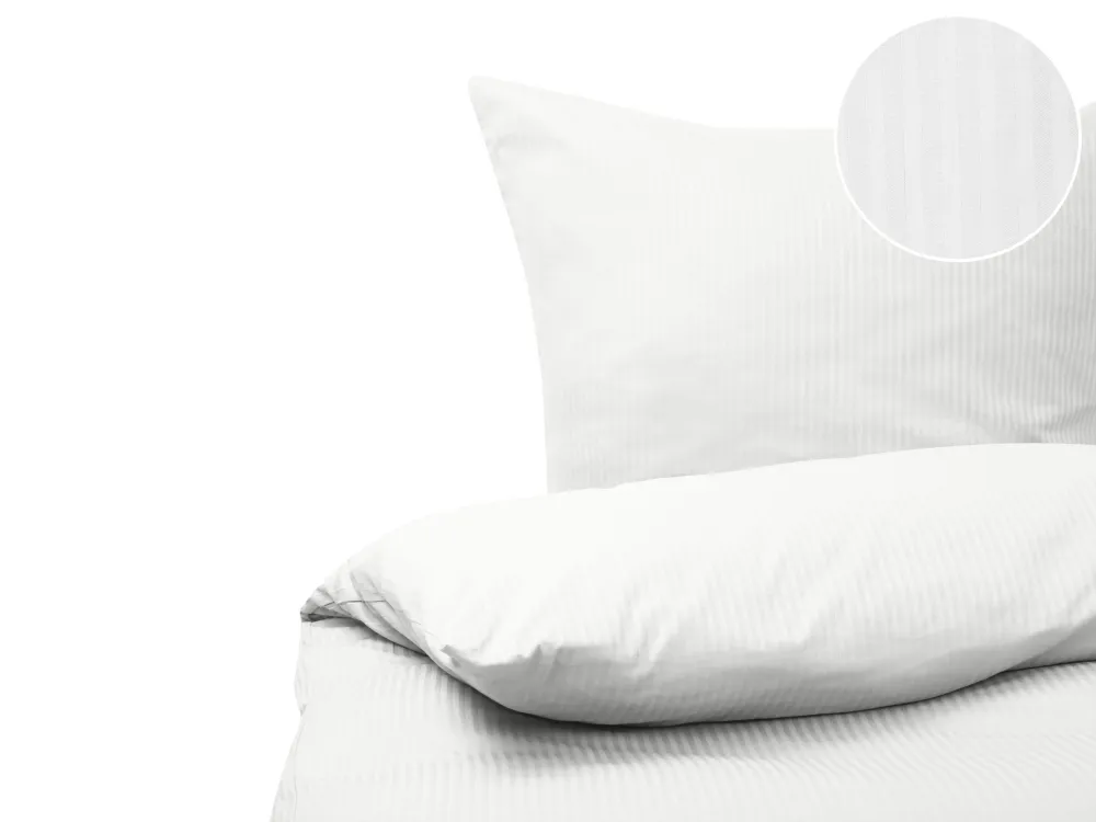 Cotton Sateen Duvet Cover Set Listato Pattern 200 x 220 cm White AVONDALE