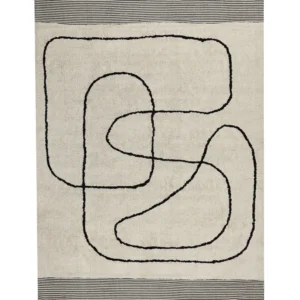Tappeto cotone crema e nero 160 x 230 cm DOKUZ