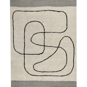 Tappeto cotone panna e nero 160 x 230 cm DOKUZ