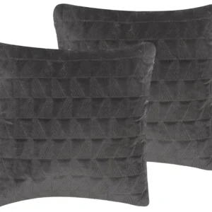 Set di 2 cuscini cotone motivo rilievo grigio fosco 45 x 45 cm LALAM