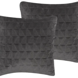 Set di 2 cuscini cotone motivo rilievo grigio tenebroso 45 x 45 cm LALAM