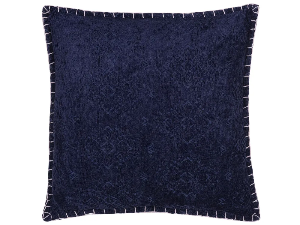 Set di 2 cuscini cotone e viscosa motivo rilievo blu nero 45 x 45 cm MELUR