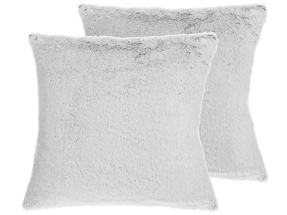 Set di 2 cuscini decorativi con motivo foglie argento 45x45cm CLEMATIS