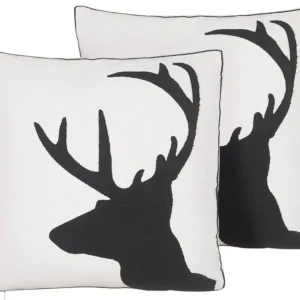 Set di 2 cuscini decorativi con renne 45 x 45 cm nero e bianco SHADRACK