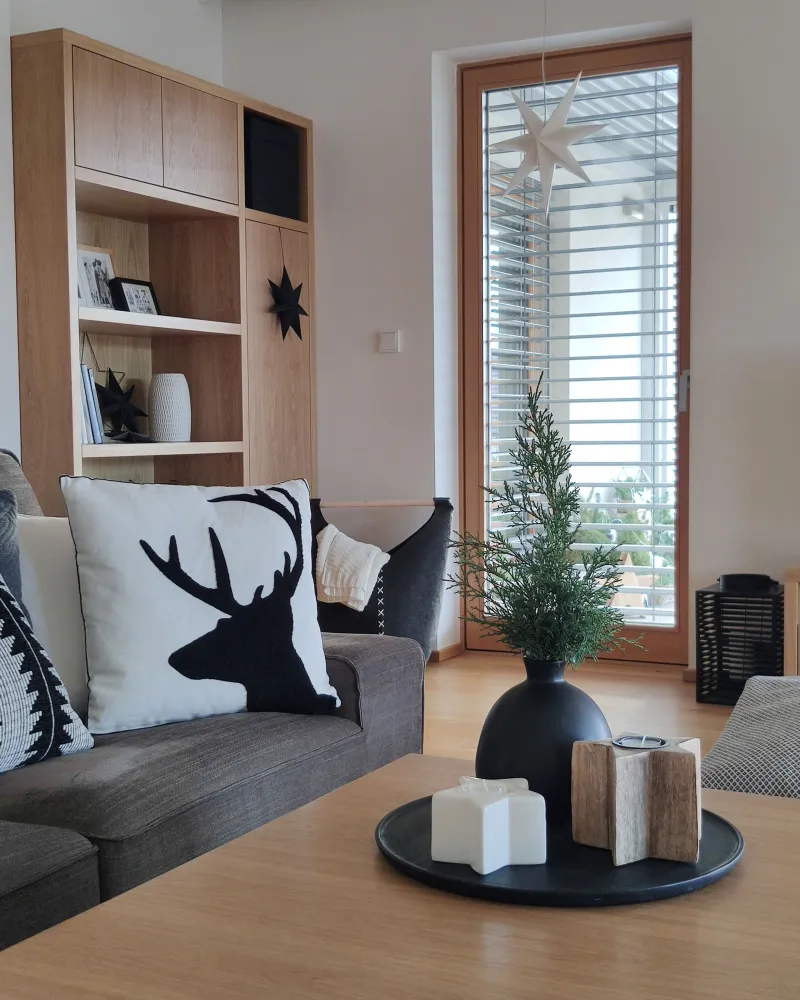 Set di 2 cuscini decorativi con renne 45 x 45 cm nero e bianco SHADRACK