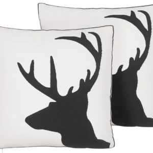 Set di 2 cuscini decorativi con renne 45 x 45 cm nero e bianco SHADRACK