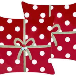 Set di 2 cuscini motivo natalizio velluto rosso 45 x 45 cm GUMDROP