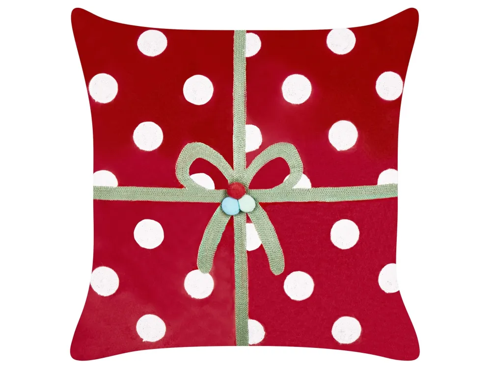 Set di 2 cuscini motivo natalizio velluto rosso 45 x 45 cm GUMDROP