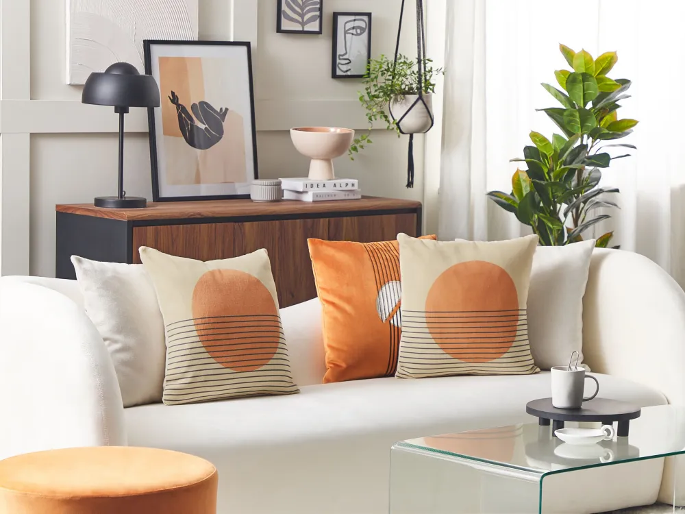 Set di 2 cuscini multicolore con motivo geometrico 45 x 45 cm MOONFLOWER