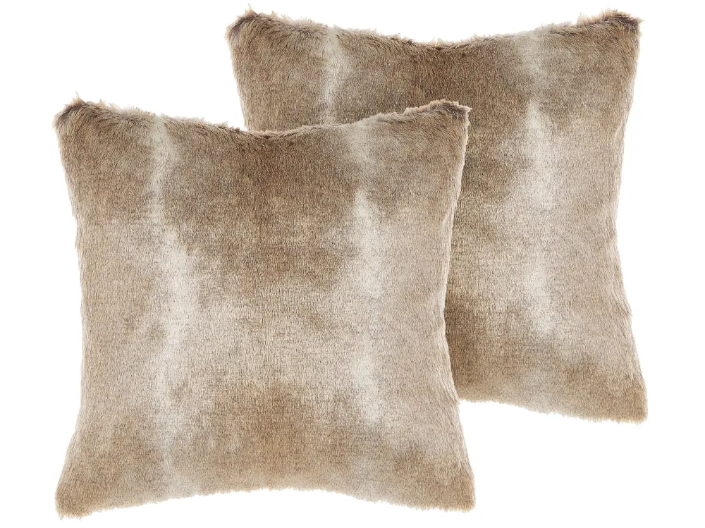 Set di 2 cuscini pelliccia marrone 45 x 45 cm HORDEUM