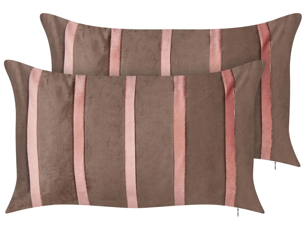 Set di 2 cuscini velluto marrone 35 x 60 cm CRODYLINE