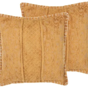 Set di due cuscini motivo rilievo giallo 45 x 45 cm KAVALAM