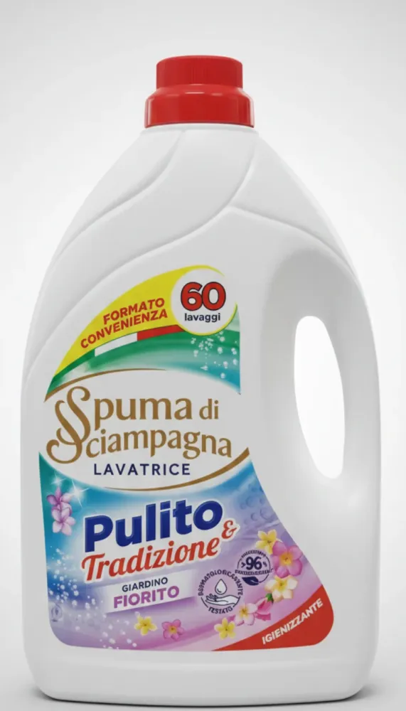 Spuma di Sciampagna Lavatrice Giardino Fiorito 3 Litri 60 Lavaggi | Detersivo Liquido Bianchi e Colorati | Pulizia Profond...