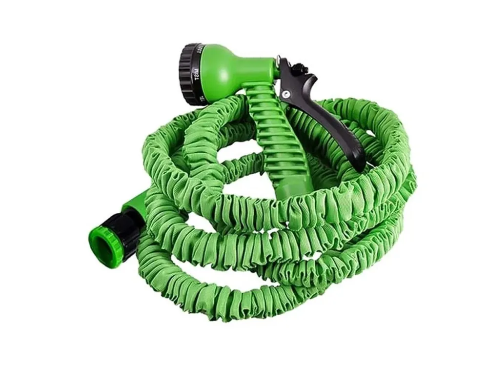 Tubo estensibile verde 22,5m con accessori, include pistola multigetto, 2 raccordi scatto, presa rubinetto - Effe Garden