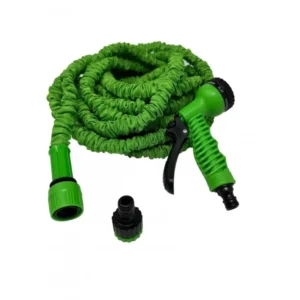 Tubo estensibile verde 7,5 m con accessori, include pistola multigetto, 2 raccordi scatto, presa rubinetto - Effe Garden