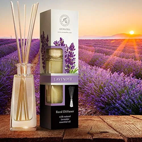 Diffusore con Olio Essenziale di Lavanda 100ml 8 Bastoncini Bambù -...