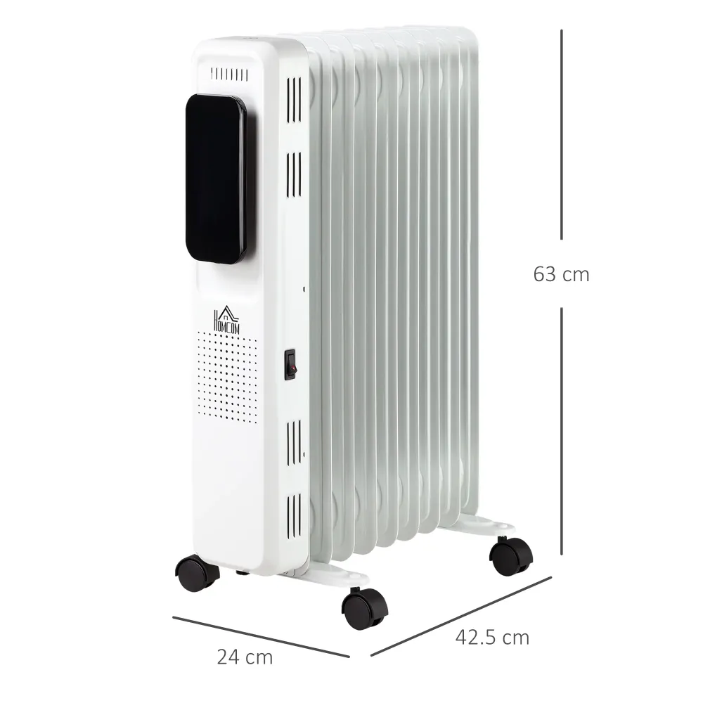 Easycomfort Calorifero Olio 9 Elementi, 3 Livelli di Riscaldamento e Timer, 42.5x24x63cm, Bianco