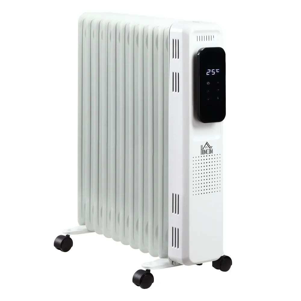 Easycomfort Radiatore Olio 11 Elementi, 3 Livelli di Riscaldamento e Timer, 50.5x24x63cm, Bianco