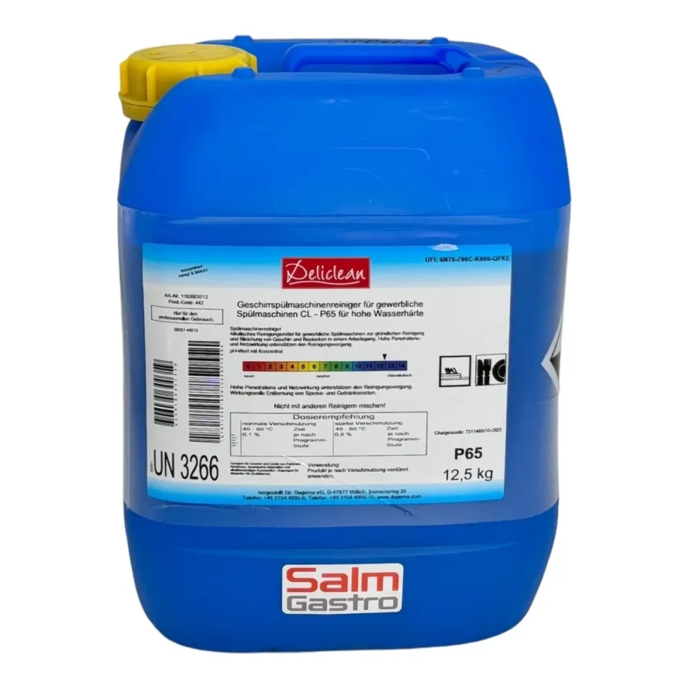 Detergente per lavastoviglie Deliclean con Chlor P65 12,5 kg