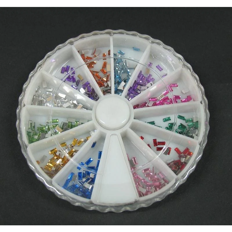Kit ruota 600 brillantini decoro unghie rettangoli SBox-9