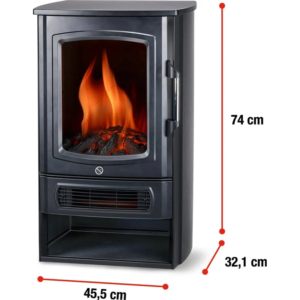 Camino Elettrico con Riscaldamento Effetto Fiamma LED Stufa 2000 W e Termostato